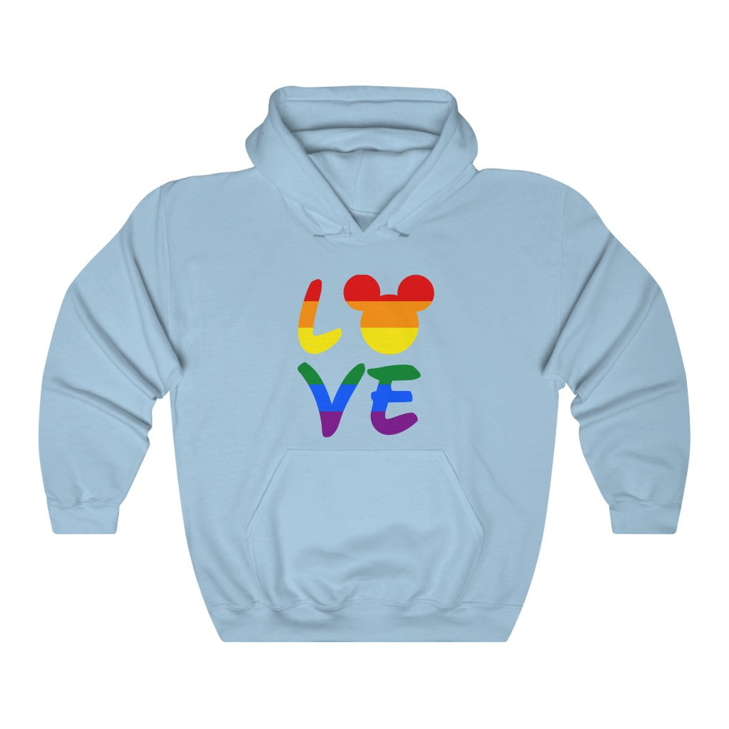 LGBTQ Mouse LOVE Rainbow Pride Flag Unisex Heavy Blend™ Hooded Sweatshirt / Hoodie