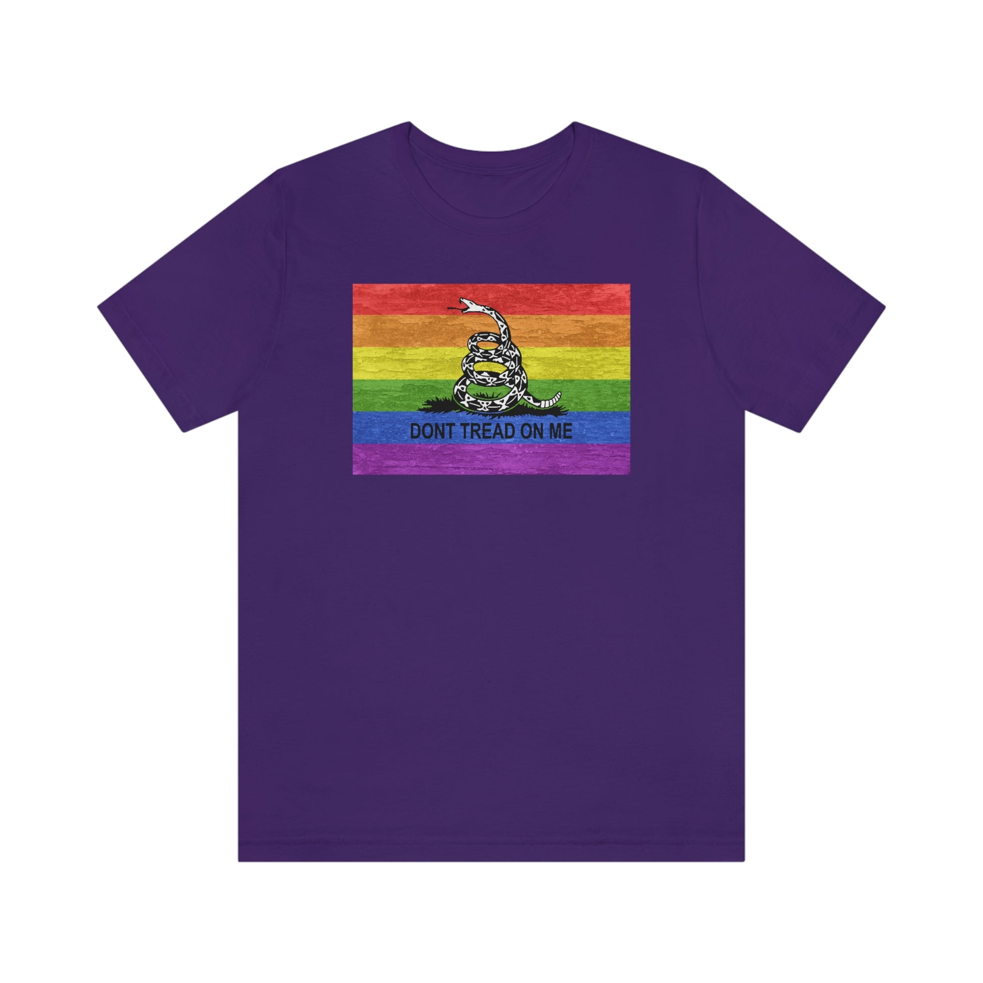 Purple Don't Tread On Me rainbow flag gay t-shirt