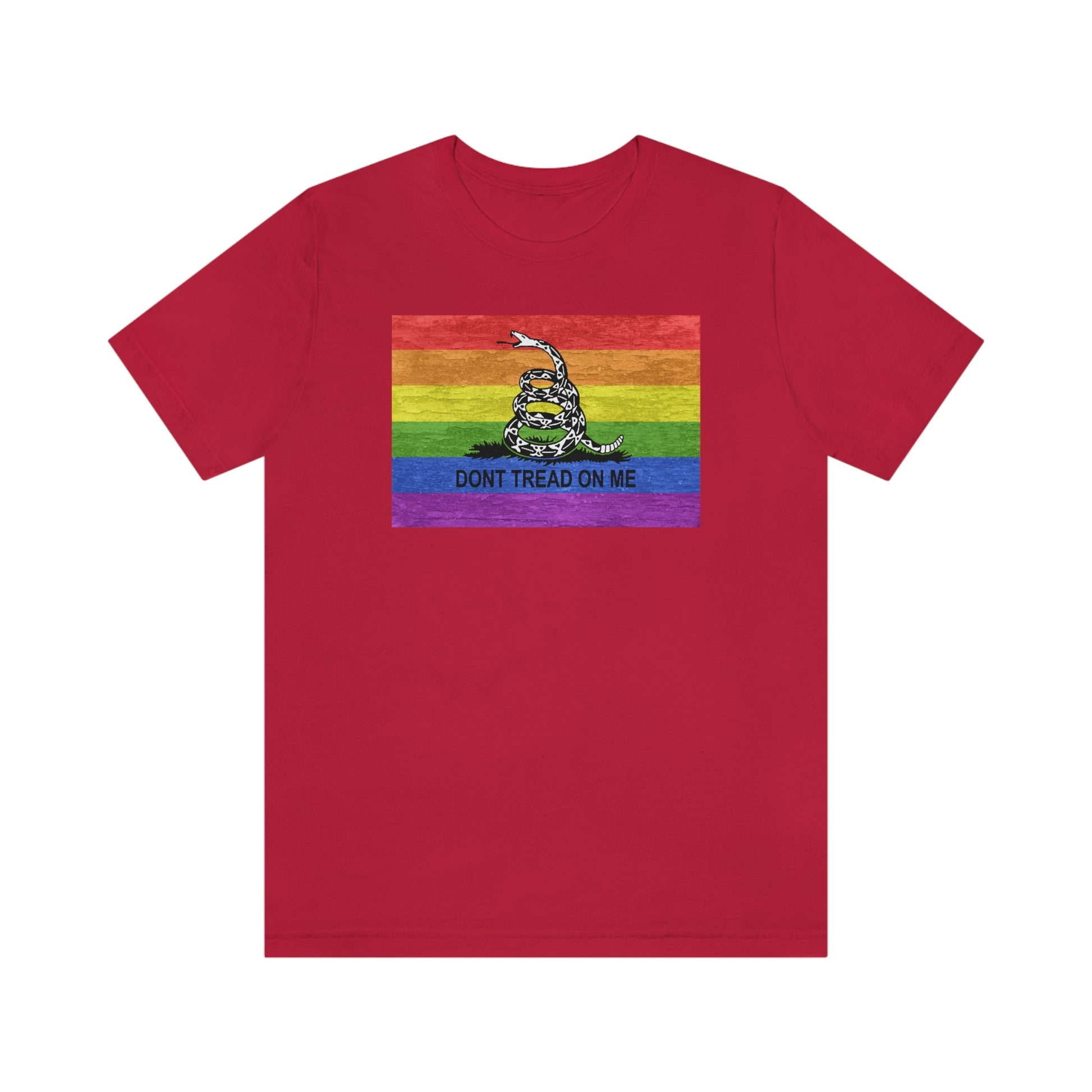 Red Don't Tread On Me rainbow flag gay t-shirt