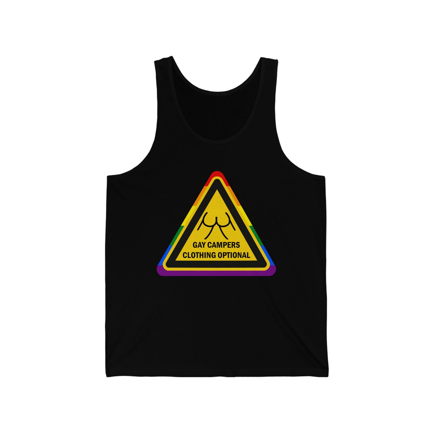 Gay Campers - Clothing Optional Warning Sign Adult Unisex Tank Top