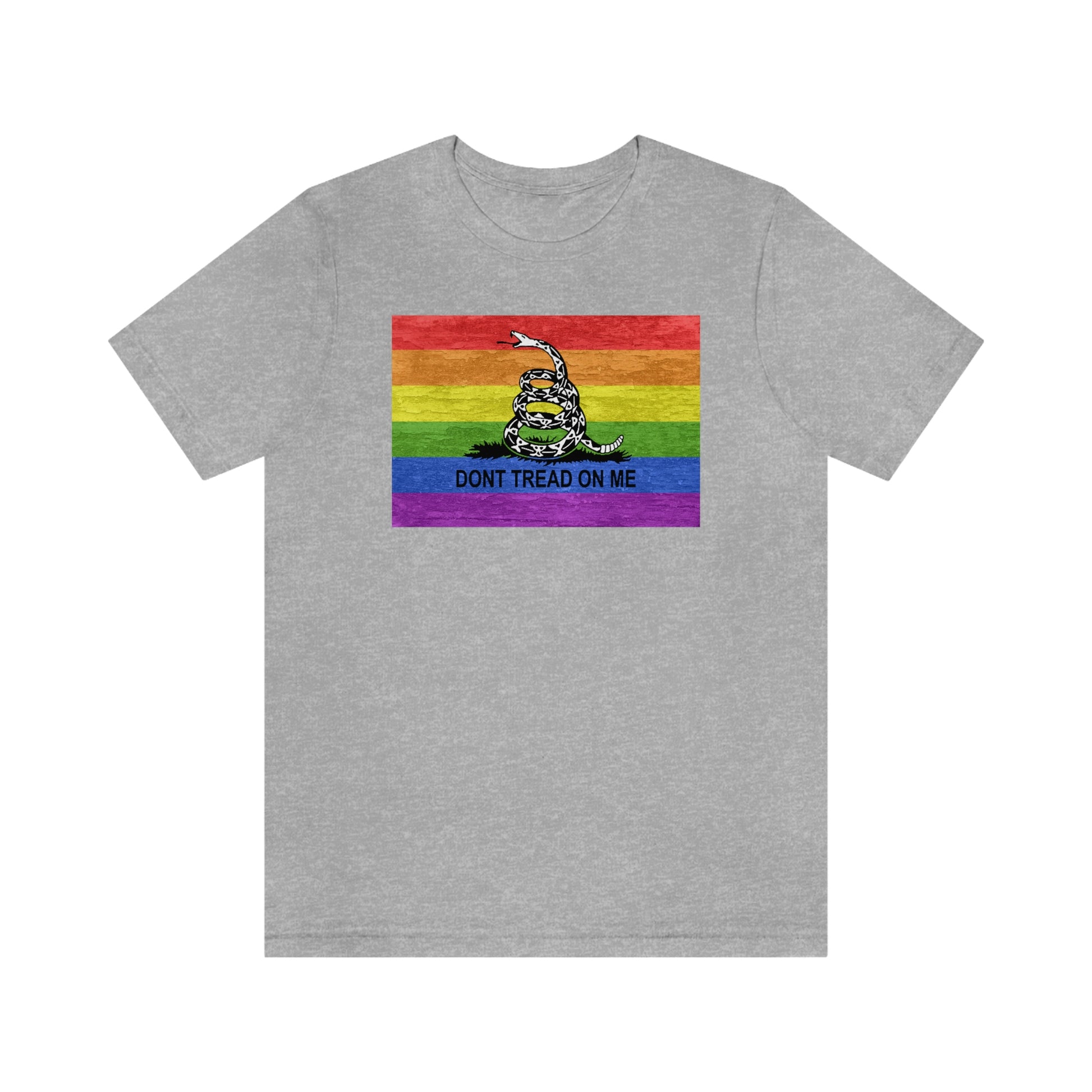 Athletic Gray Don't Tread On Me rainbow flag gay t-shirt