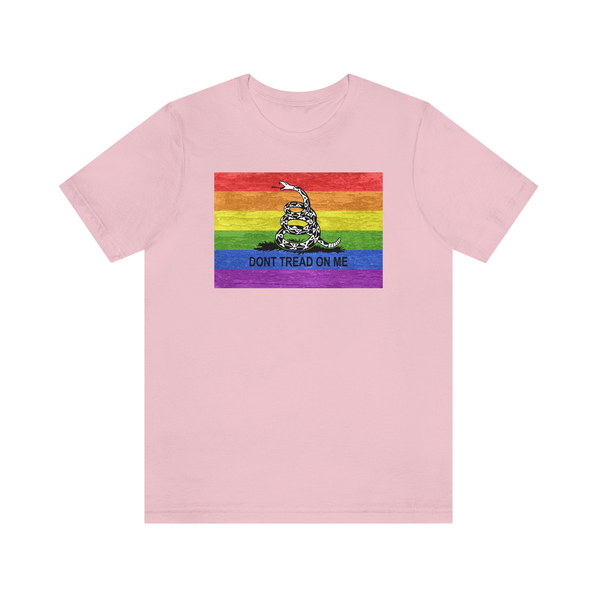 Light Pink Don't Tread On Me rainbow flag gay t-shirt