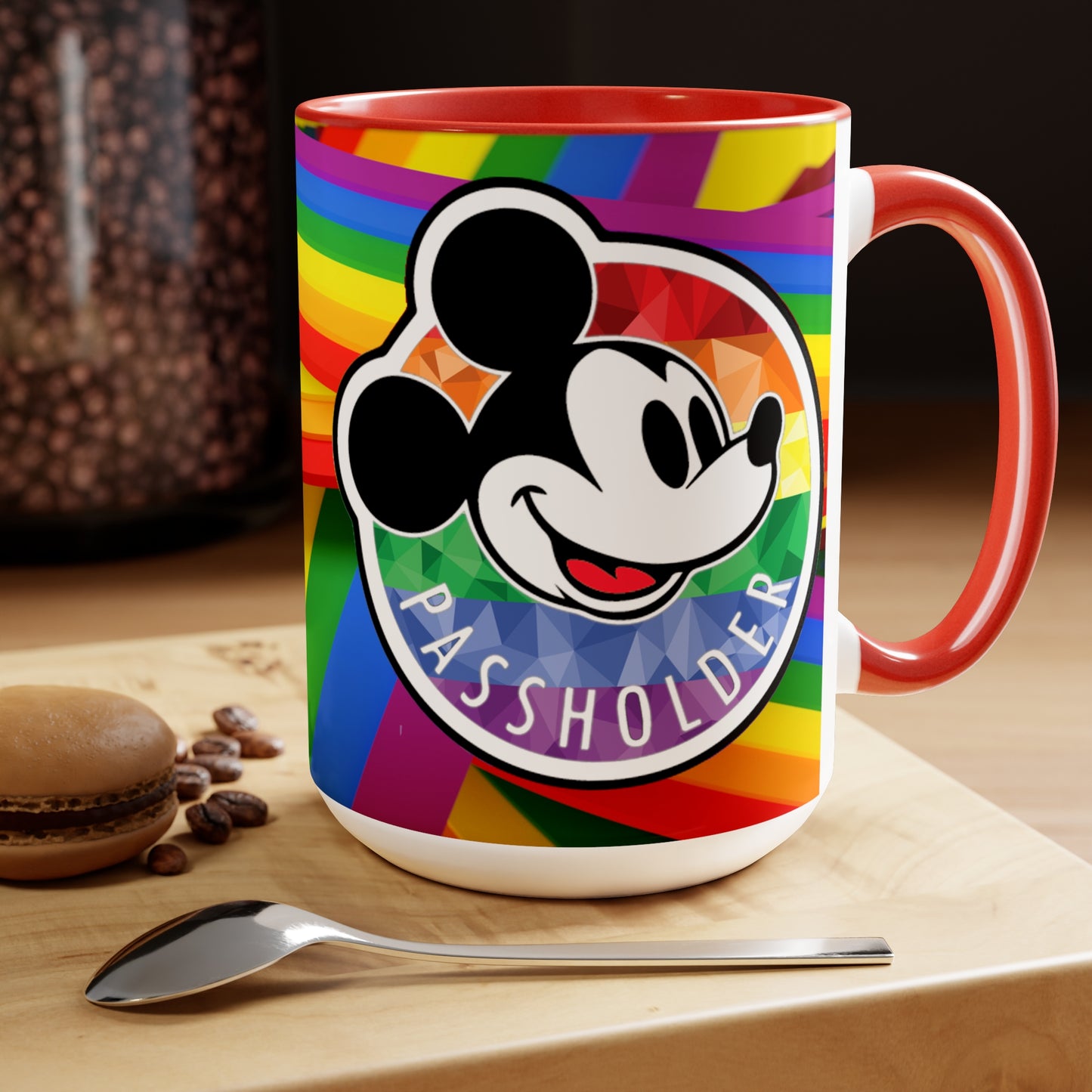 Rainbow Pride Annual Passholder Two-Tone Coffee Mugs, 15oz