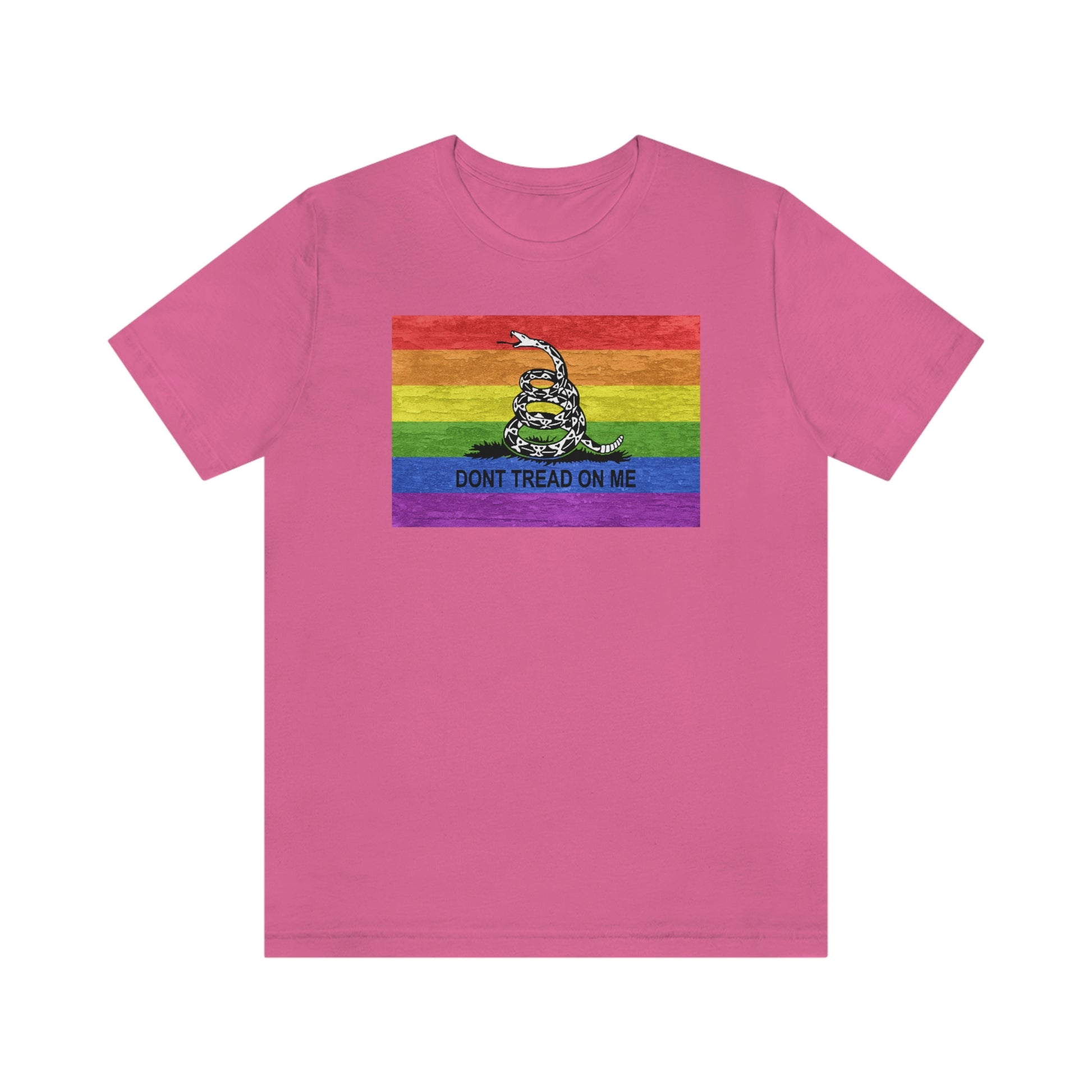 Charity Pink Don't Tread On Me rainbow flag gay t-shirt