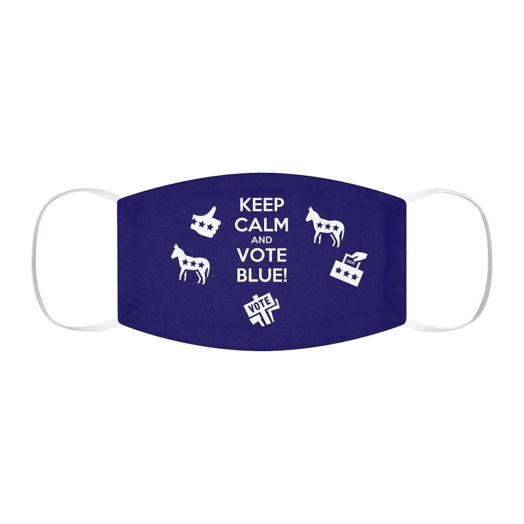 Keep Calm and Vote Blue Snug-Fit Polyester/Cotton Face Mask