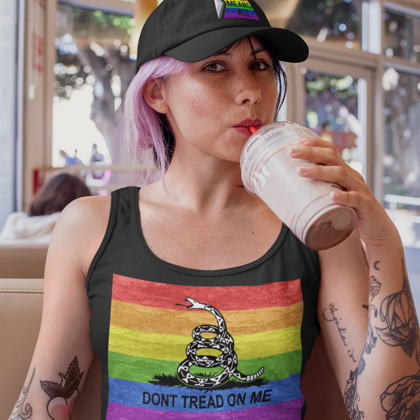 LGBTQ Pride Dont Tread On Me - Camiseta sin mangas unisex para adultos
