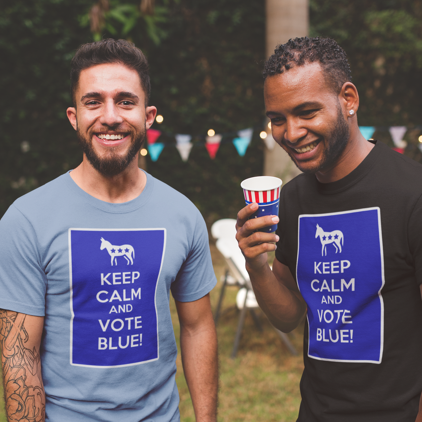 KEEP CALM AND VOTE BLUE Adult Unisex T-Shirt