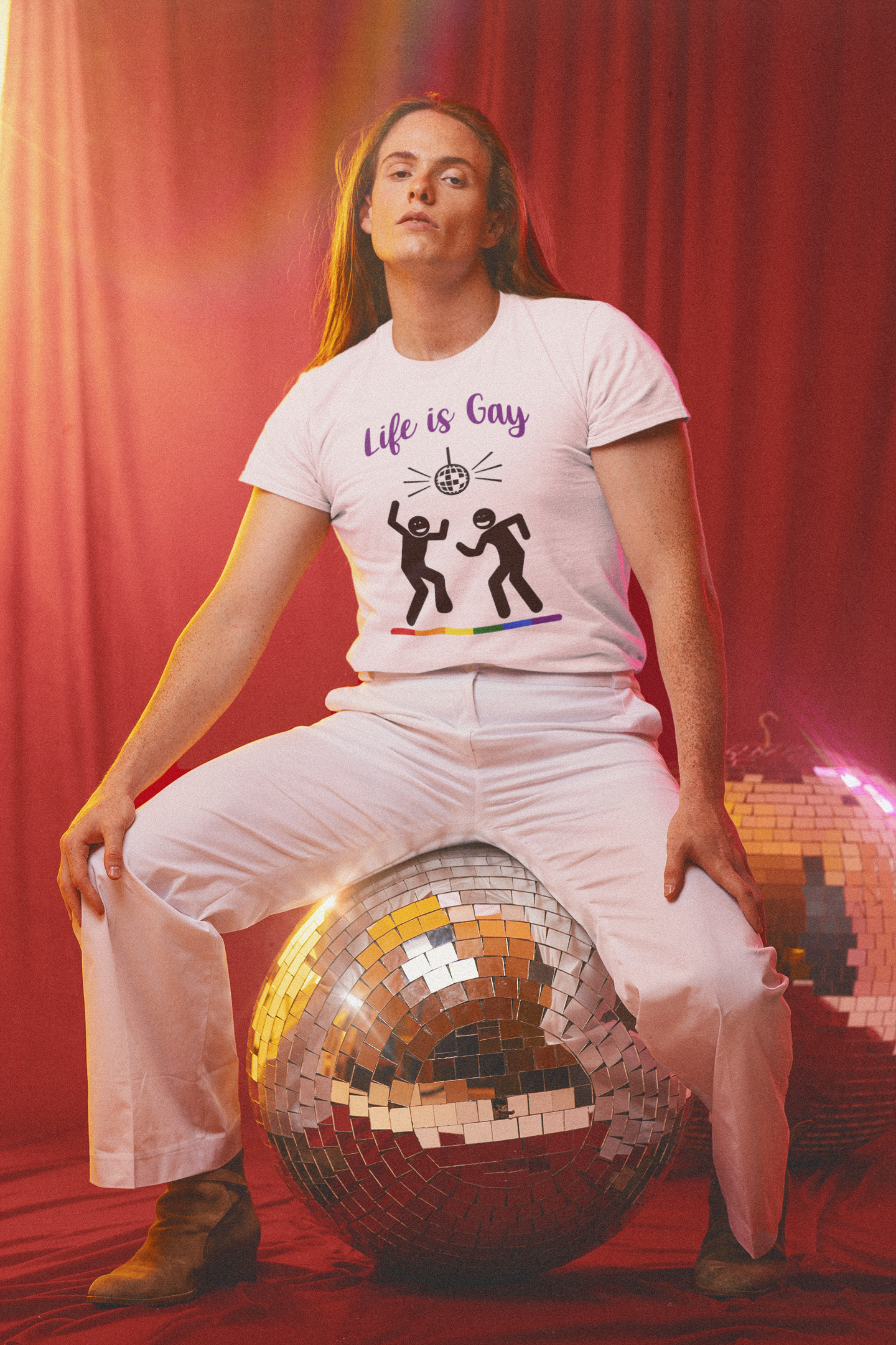 Life is Gay - Camiseta unisex para adultos disco