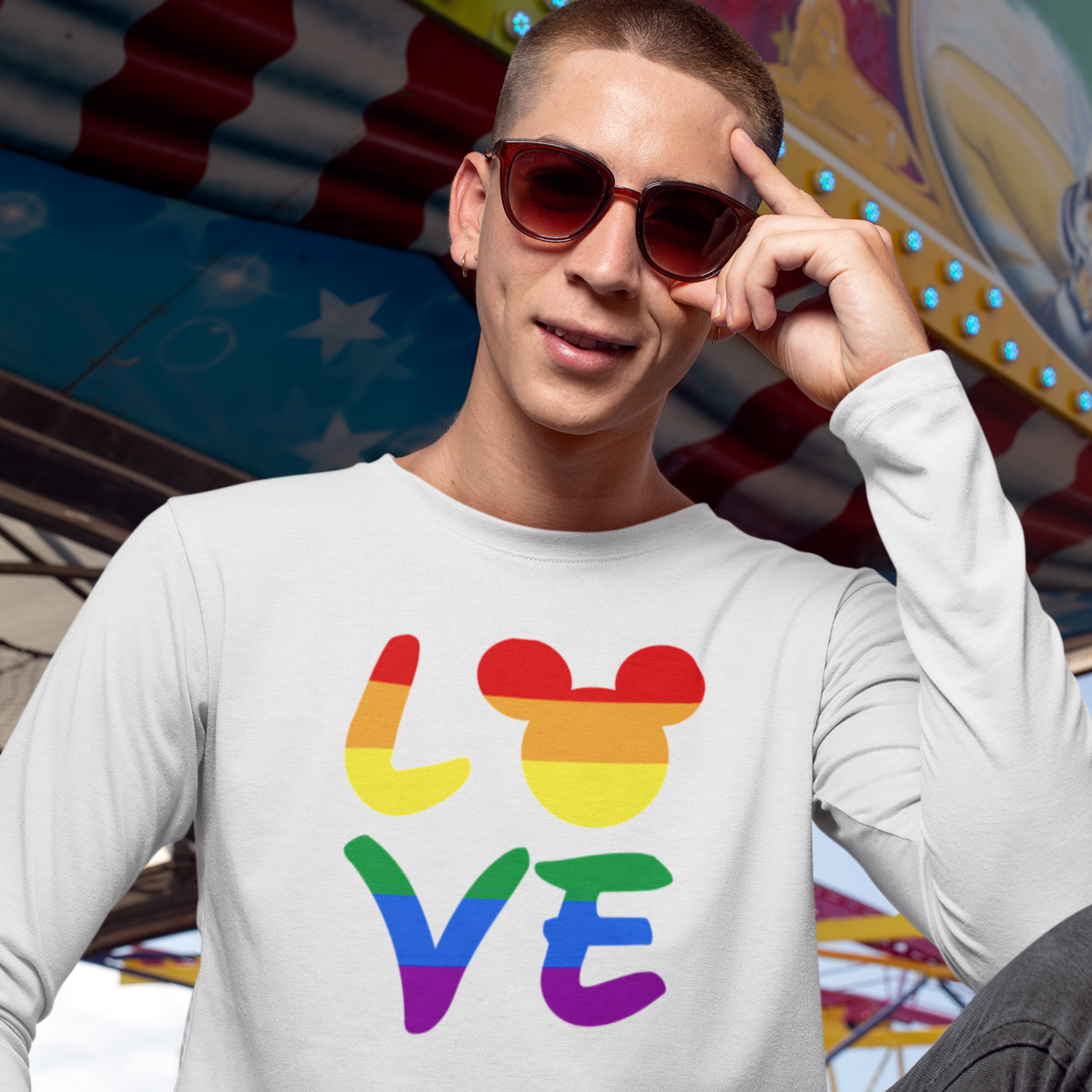 LGBTQ Rainbow Mouse LOVE Ultra Cotton Long Sleeve T-Shirt