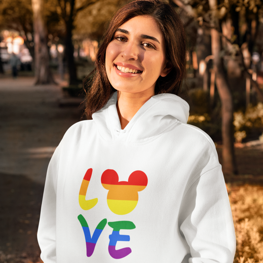 LGBTQ Mouse LOVE Rainbow Pride Flag Unisex Heavy Blend™ Sudadera con capucha / Sudadera con capucha