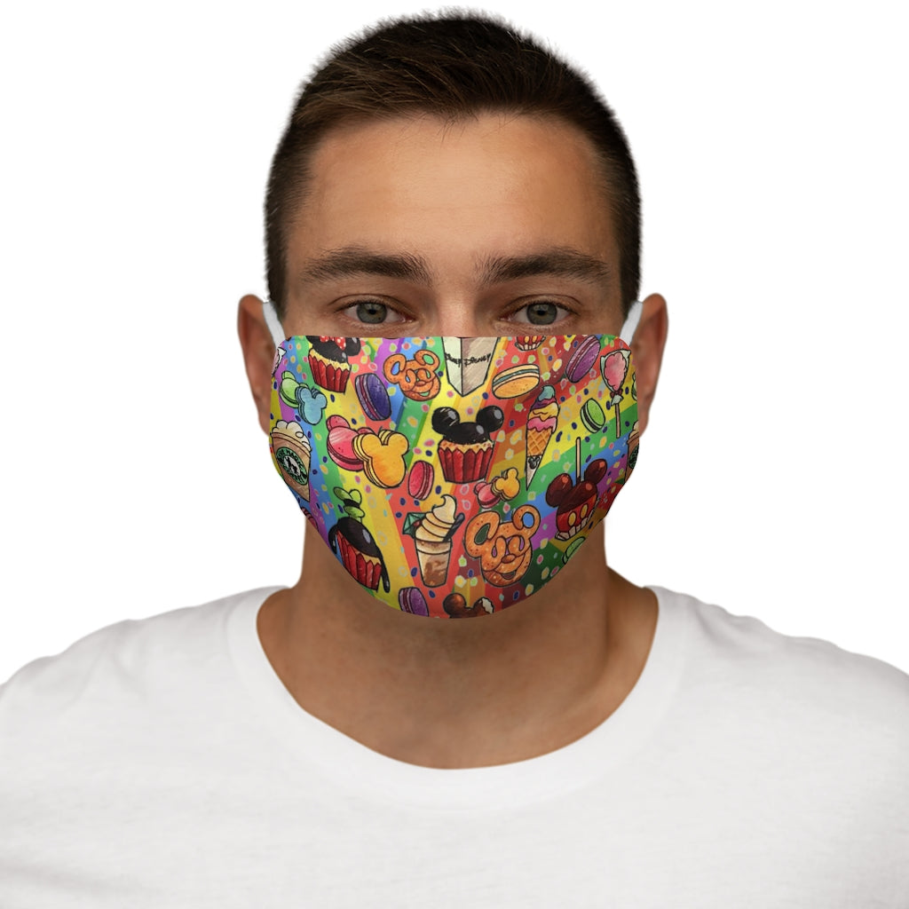 Mascarilla facial ajustada de poliéster/algodón Mickey Snacks