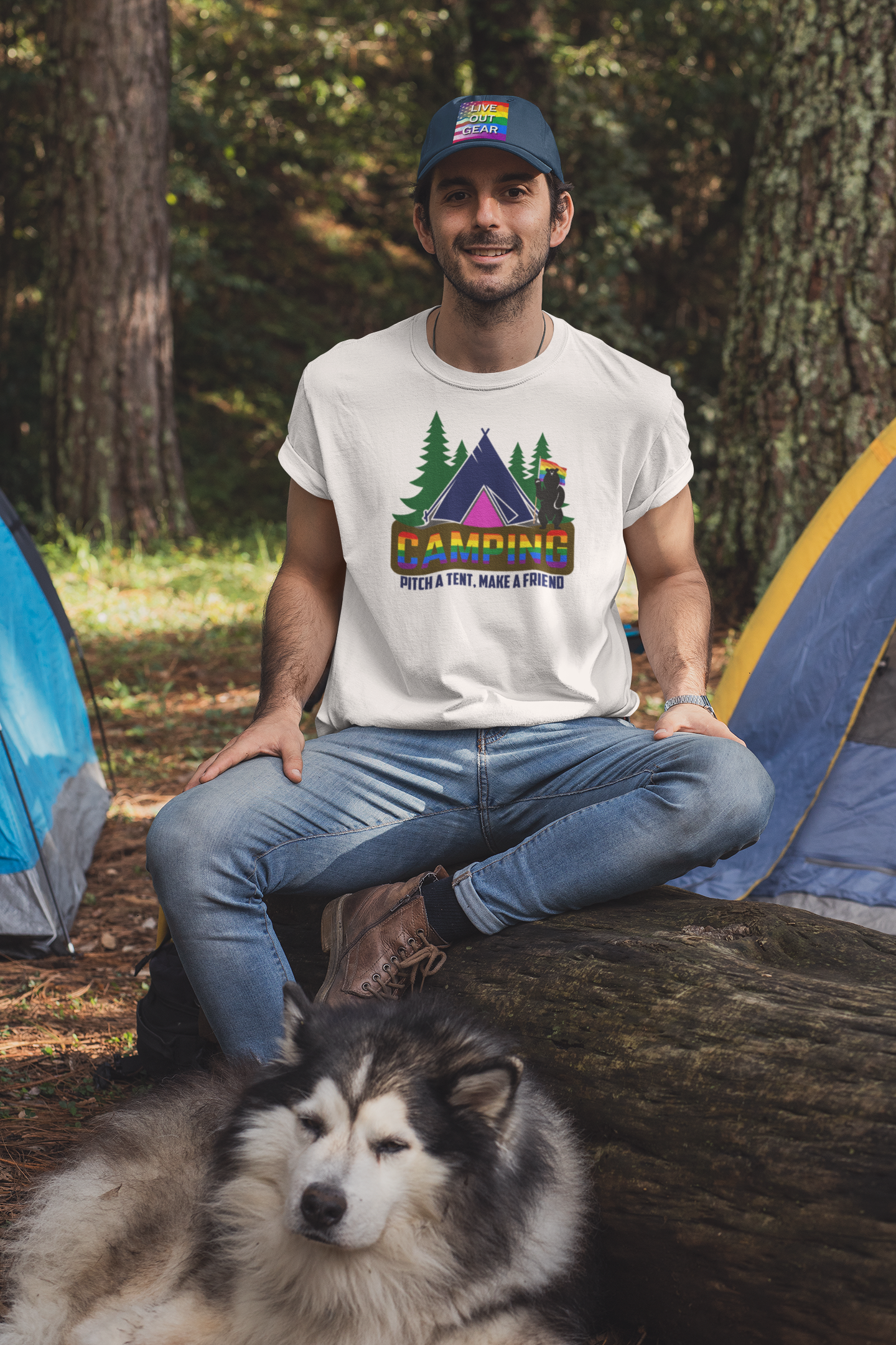 Gay Camping Pitch A Tent Make A Friend Adult Unisex T-Shirt