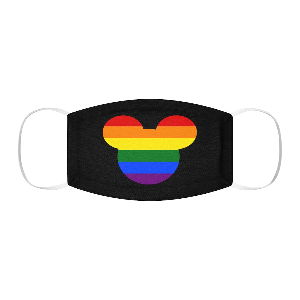 Masque facial en polyester/coton ajusté à tête de souris arc-en-ciel LGBTQ
