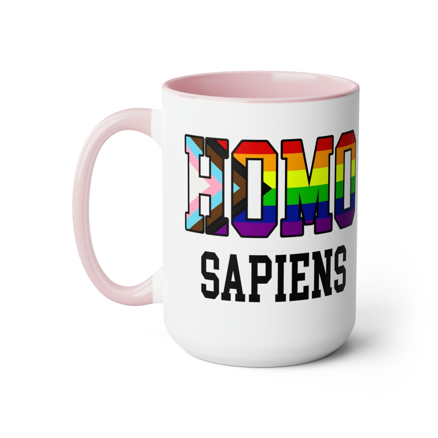 HOMO SAPIENS LGBTQ Tasses à café bicolores, 15 oz
