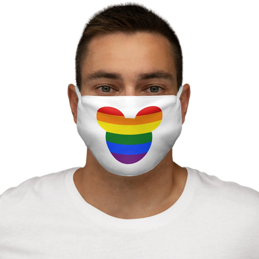 Máscara facial de poliéster/algodón ajustada con cabeza de ratón arcoíris LGBTQ