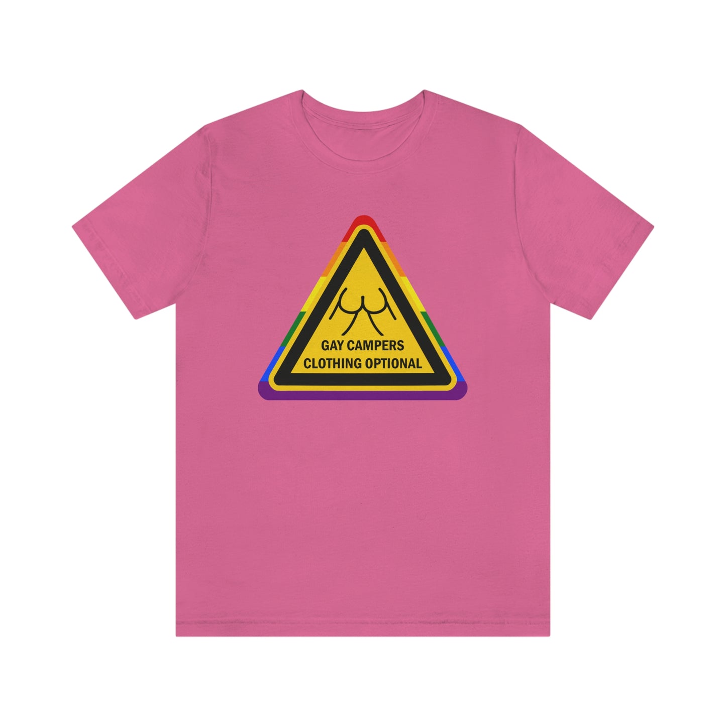 Gay Campers - Clothing Optional Warning Sign Adult Unisex T-Shirt