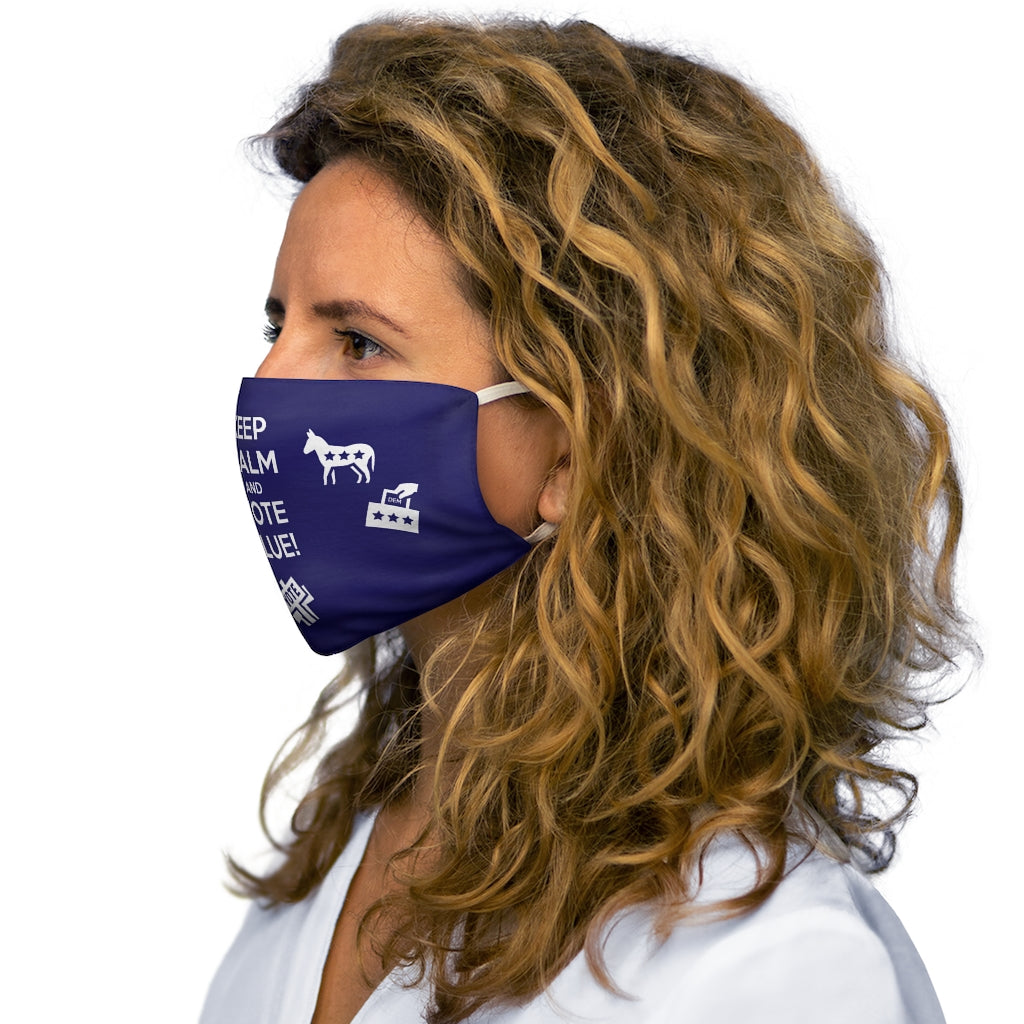 Gardez votre calme et votez Masque facial en polyester/coton bleu ajusté