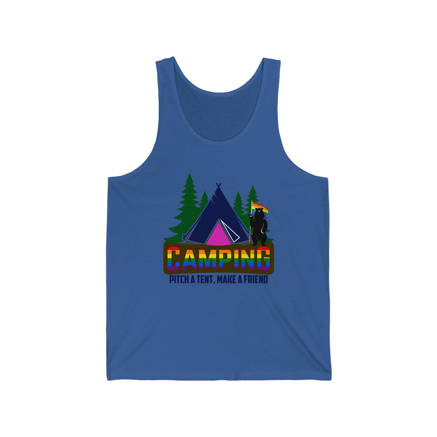 gay tent Gay Camping Pitch A Tent Adult Unisex Tank Top True Royal / M