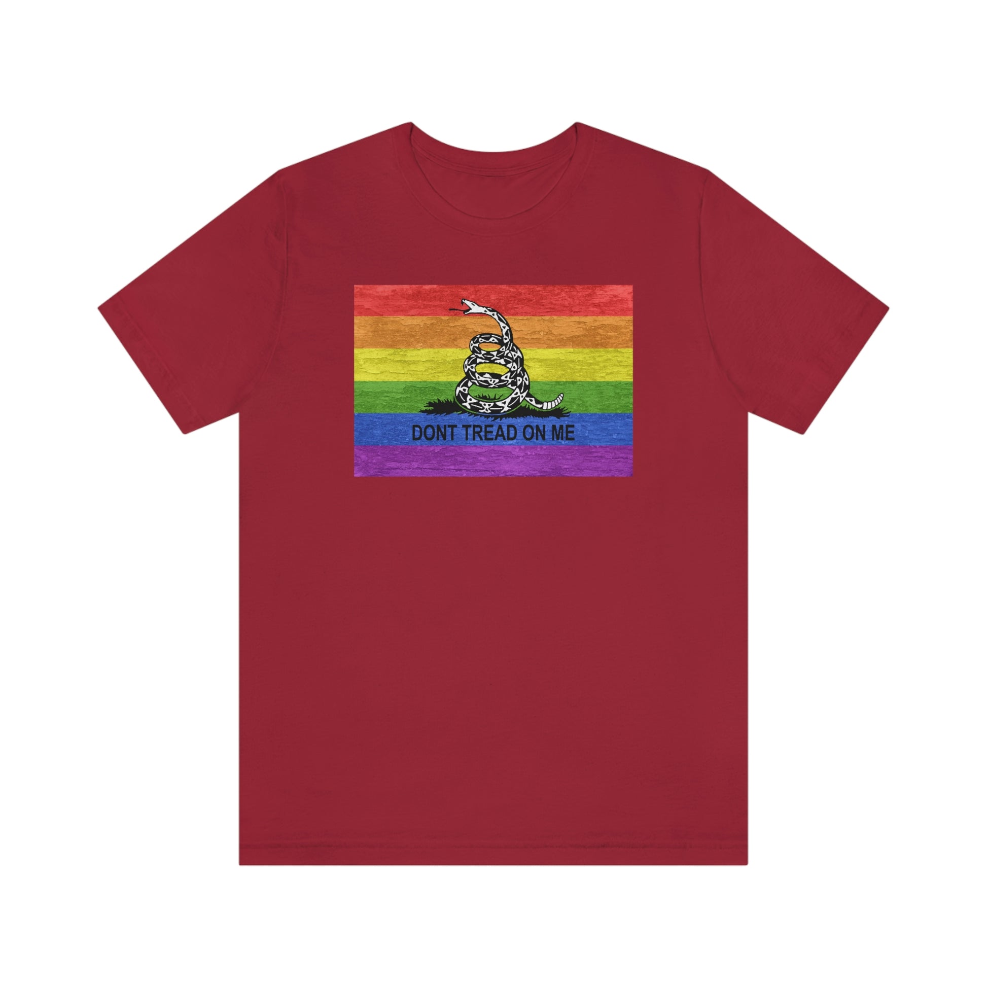 Canvas Red Don't Tread On Me rainbow flag gay t-shirt