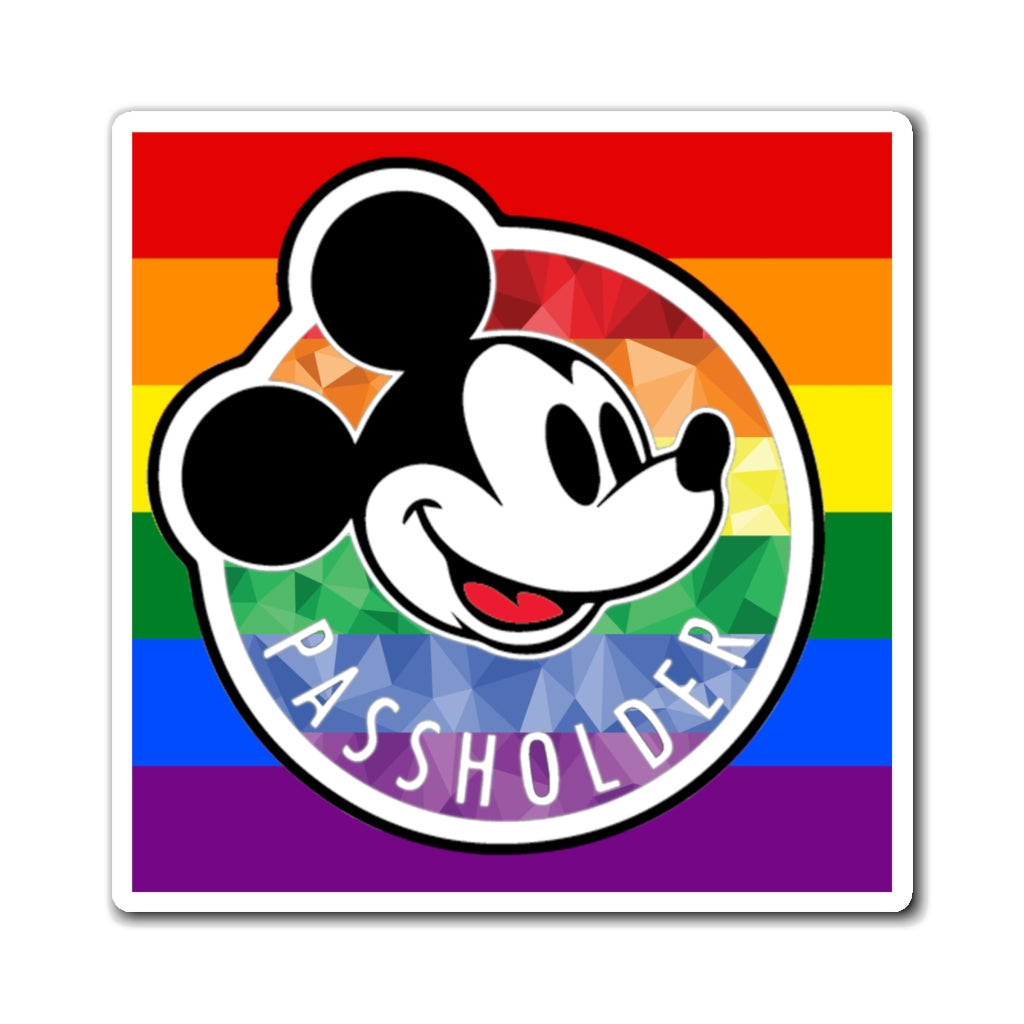 Aimant pour détenteur de laissez-passer annuel Rainbow Pride Mouse 