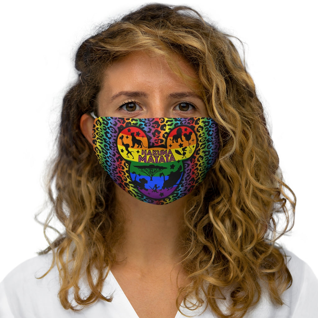 Hakuna Matata LGBTQ Rainbow Pride Máscara facial de poliéster/algodón ajustada